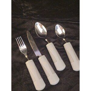 Adaptive Utensil Set With Textured Handles & Stainless Steel Blades
